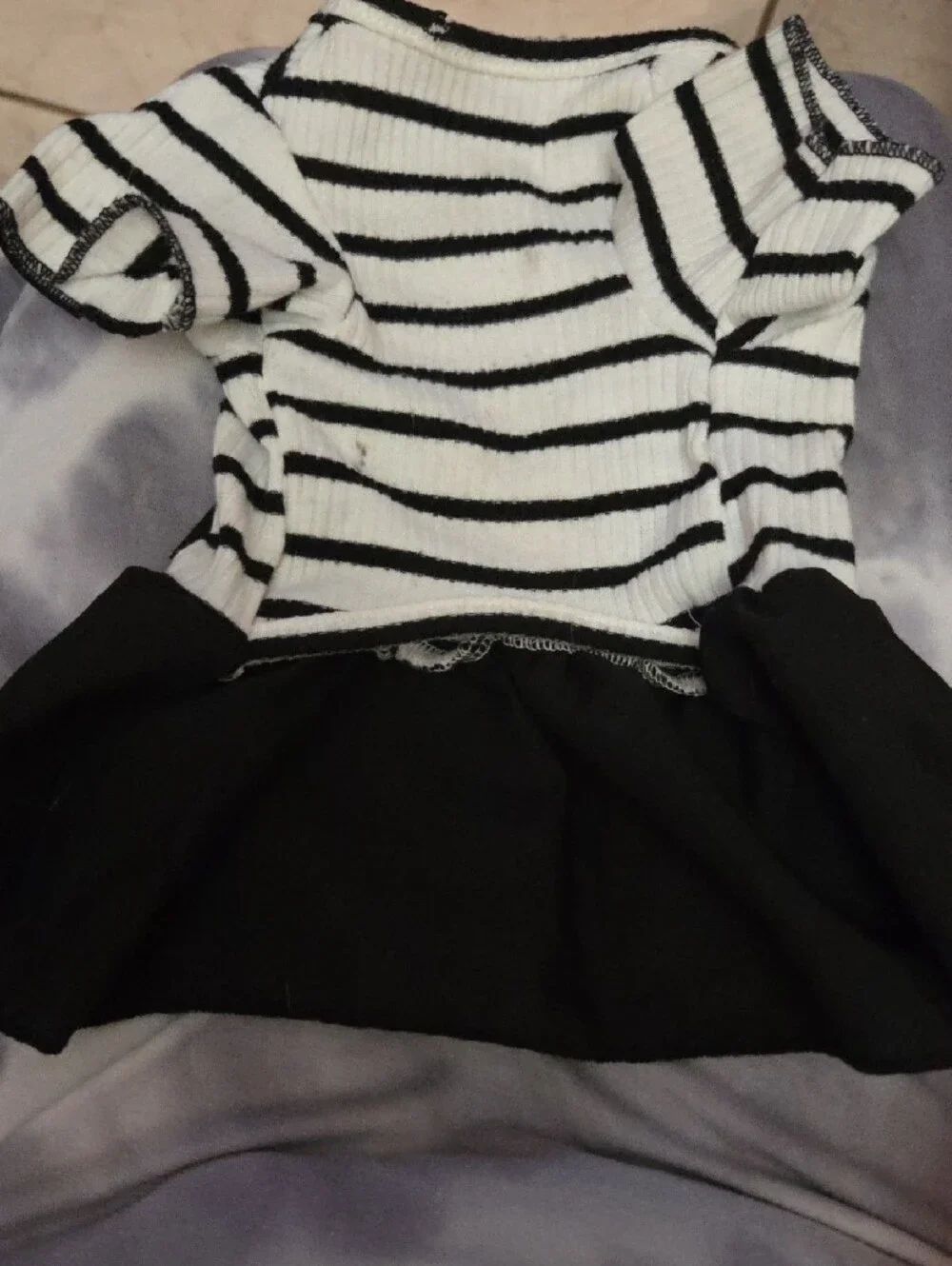 Halloween Skull Bow Dog Dress And Black & White Dress- Small